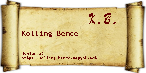 Kolling Bence névjegykártya